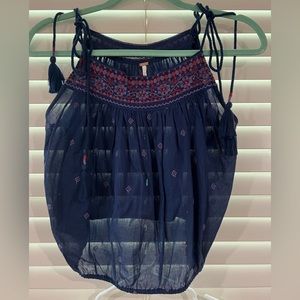 Free People Boho Top (Size S) Blue &